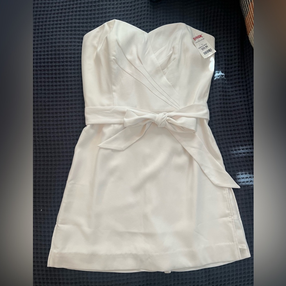 Lily Pulitzer Women's Strapless White Tie-Waist Mini Dress
